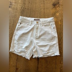 NWT Judy Blue White Distressed High-Rise Jean Shorts